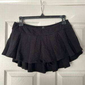 Black Cotton Mini Skirt